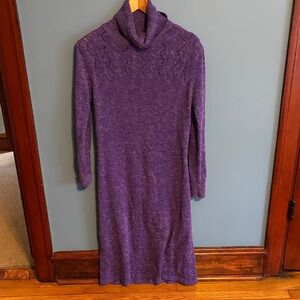 Vintage Purple Knit Turtleneck Sweater Dress